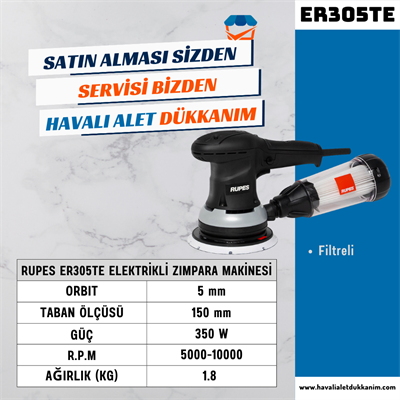 RUPES ER305TE Elektrikli Zımpara Makinesi 150 mm Filtreli