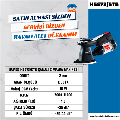RUPES HSS73/STB Şarjlı Zımpara Makinesi