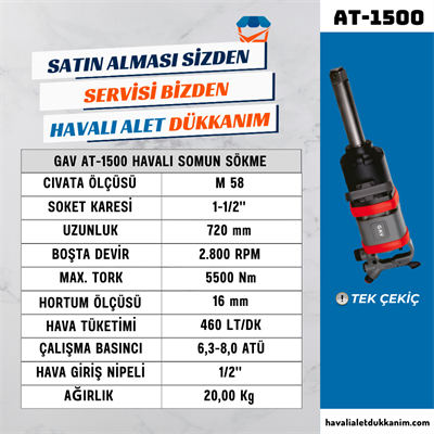 GAV AT-1500 Havalı Somun Sökme 1-1/2
