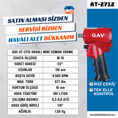 GAV AT-2712 Havalı Mini Somun Sökme 1/2