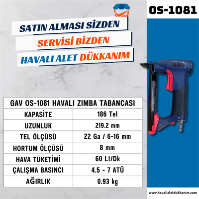 GAV OS-1081 Havalı Zımba Tabancası 6-16 mm