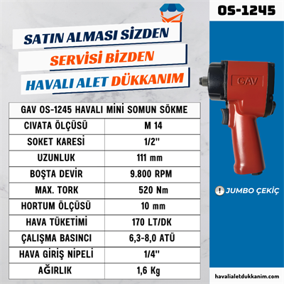 GAV OS-1245 Havalı Mini Somun Sökme 1/2