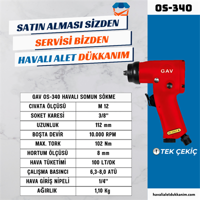 GAV OS-340 Havalı Somun Sökme 3/8