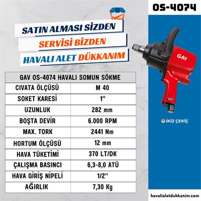 GAV OS-4074 Havalı Somun Sökme 1