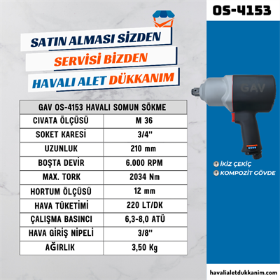 GAV OS-4153 Havalı Somun Sökme 3/4
