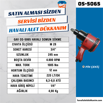 GAV OS-5065 Havalı Somun Sökme 3/4