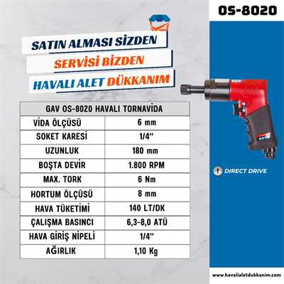 GAV OS-8020 Havalı Tornavida 6 mm