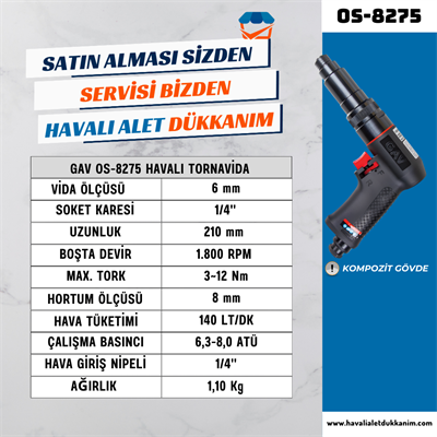 GAV OS-8275 Havalı Tornavida 6 mm