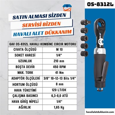GAV OS-8312L Havalı Kombine Cırcır Motoru