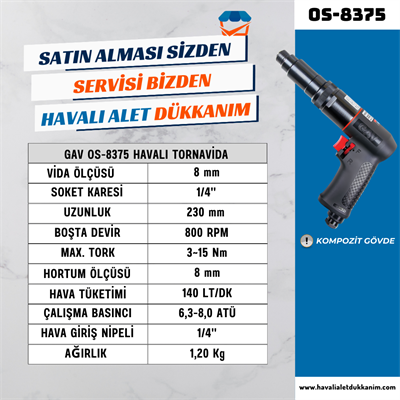 GAV OS-8375 Havalı Tornavida 8 mm