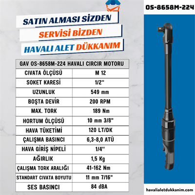 GAV OS-8658M-224 Havalı Cırcır Motoru 1/2
