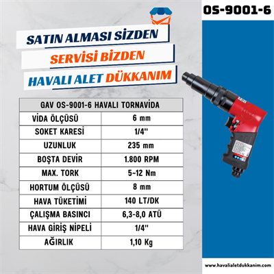 GAV OS-9001-6 Havalı Tornavida 6 mm