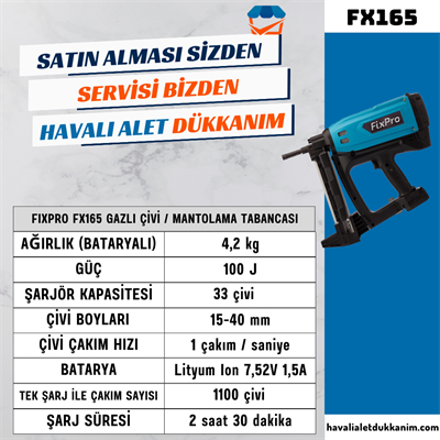FIXPRO FX165 Gazlı Çivi / Mantolama Tabancası