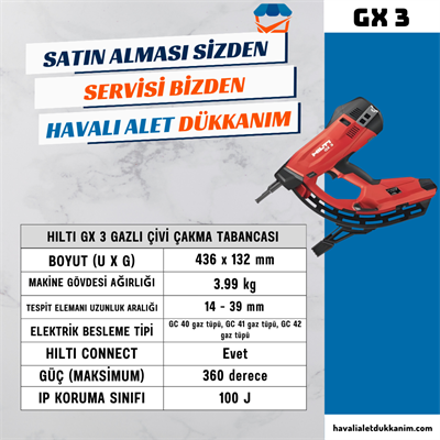 HILTI GX 3 Gazlı Çivi Çakma Tabancası