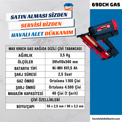 MAX 690CH GAS Kağıda Dizili Çivi Tabancası