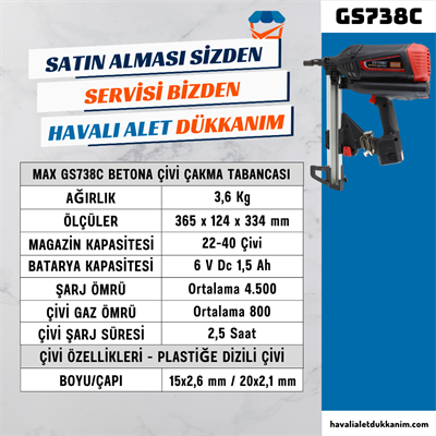 MAX GS738C Betona Çivi Çakma Tabancası
