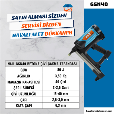 NAIL GSN40 Betona Çivi Çakma Tabancası