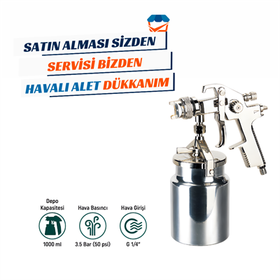 KL PRO AB17S Havalı Alttan Alüminyum Depo Boya Tabancası 2.0 mm