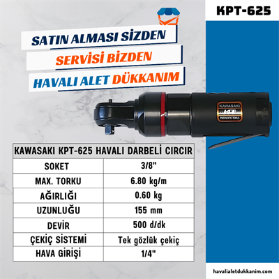 KAWASAKI KPT-625 Havalı Darbeli Cırcır Motoru 3/8