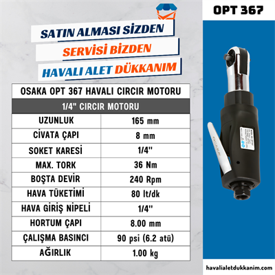 OSAKA OPT 367 Havalı Cırcır Motoru 1/4