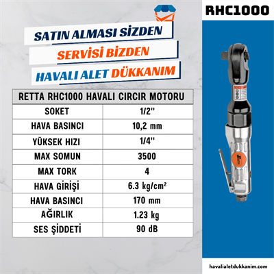 RETTA RHC1000 Havalı Cırcır Motoru 1/2