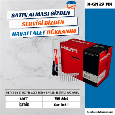Hilti X-GN 27 Mx 750 Adet Beton Çivileri (Şeritli) Gaz Dahil
