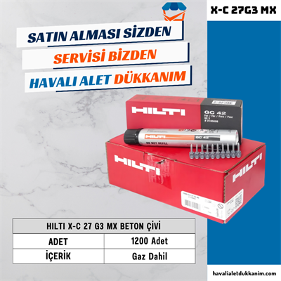 Hilti X-C 27 G3 Mx 1200 Adet  Beton Çivileri (Şeritli) Gaz Dahil