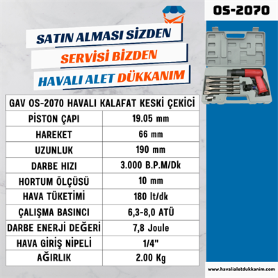 GAV OS-2070 Havalı Kalafat Keski Çekici