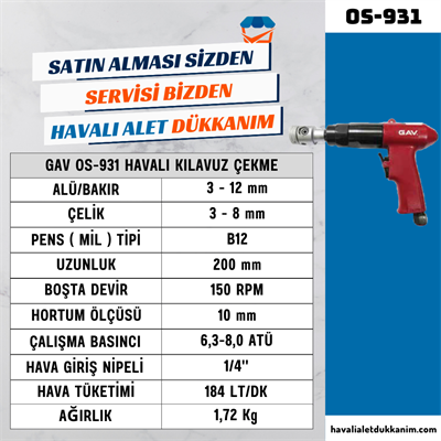 GAV OS-931 Havalı Kılavuz Çekme