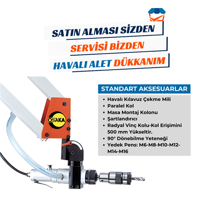 OSAKA OPT-P 3-16K Havalı Kılavuz Çekme 90°