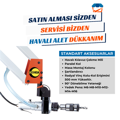 OSAKA OPT-P 4-22K Havalı Kılavuz Çekme 90°