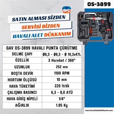GAV OS-3899 Havalı Punta Çürütme Seti