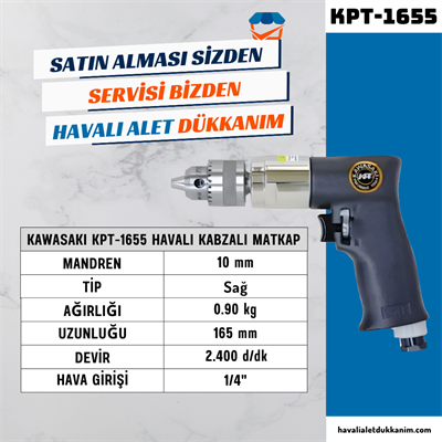 KAWASAKI KPT-1655 Havalı Kabzalı Matkap 10 mm