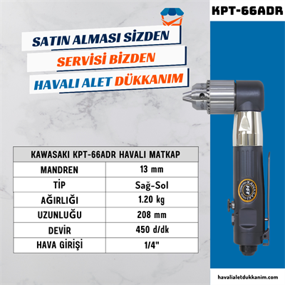 KAWASAKI KPT-66ADR Havalı Matkap 13 mm 90°