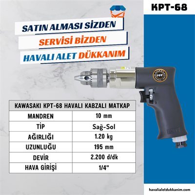 KAWASAKI KPT-68 Havalı Kabzalı Matkap 10 mm