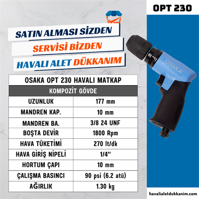 OSAKA OPT 230 Havalı Matkap 10 mm Tek Yön
