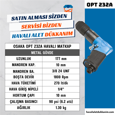 OSAKA OPT 232A Havalı Matkap 10 mm Sağ-Sol