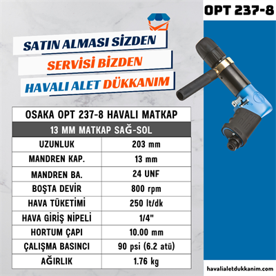 OSAKA OPT 237-8 Havalı Matkap 13 mm Sağ-Sol