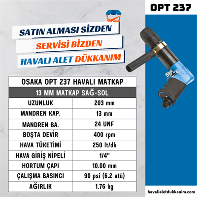 OSAKA OPT 237 Havalı Matkap 13 mm Sağ-Sol