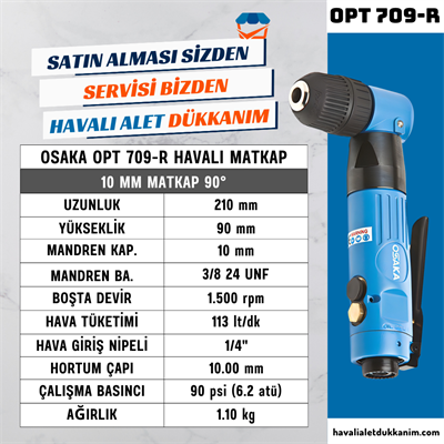 OSAKA OPT 709-R Havalı Matkap 10 mm 90°