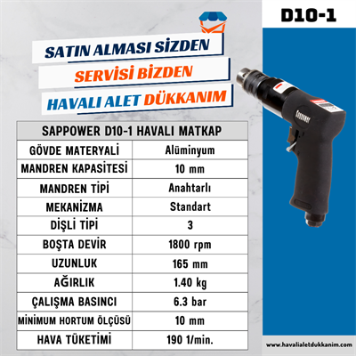 SAPPOWER D10-1 Havalı Matkap 10 mm Sağ-Sol