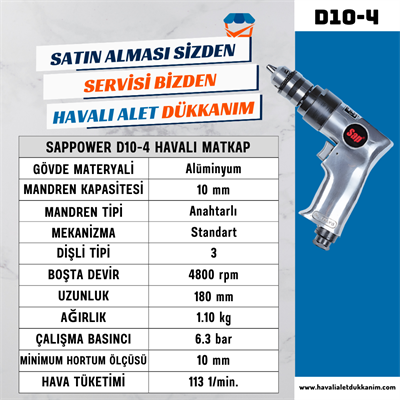 SAPPOWER D10-4 Havalı Matkap 10 mm Sağ
