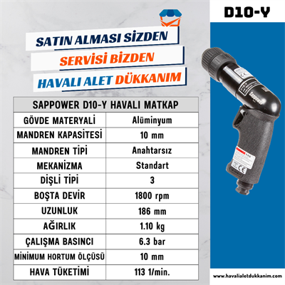 SAPPOWER D10-Y Havalı Matkap 10 mm Sağ-Sol