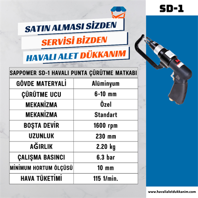 SAPPOWER SD-1 Havalı Punta Çürütme Matkabı