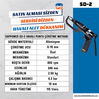 SAPPOWER SD-2 Havalı Punta Çürütme Matkabı