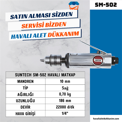 SUNTECH SM-502 Havalı Matkap Düz Tip 10 mm