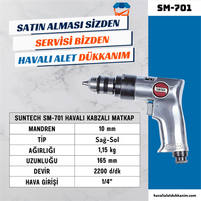 SUNTECH SM-701 Havalı Kabzalı Matkap 10 mm