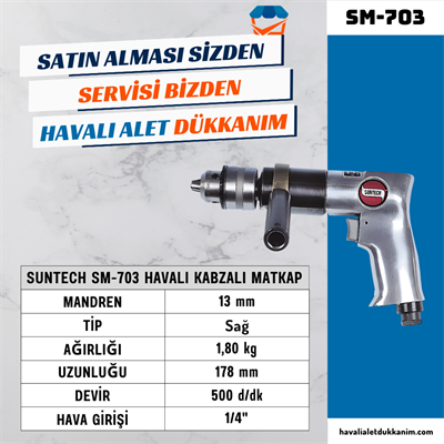 SUNTECH SM-703 Havalı Kabzalı Matkap 13 mm