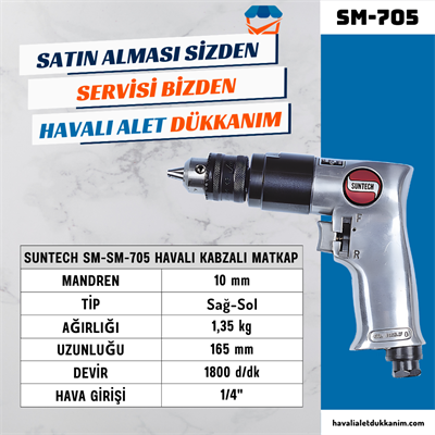 SUNTECH SM-705 Havalı Kabzalı Matkap 10 mm