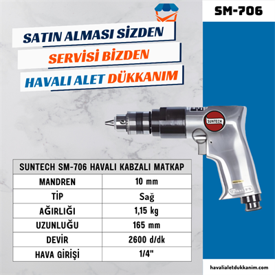 SUNTECH SM-706 Havalı Kabzalı Matkap 10 mm